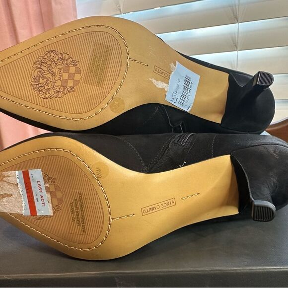 Vince Camuto VC-Amvita Black 8.5M Women Soft Grain Coat NEW in Box Bootie Heels - Picture 5 of 6